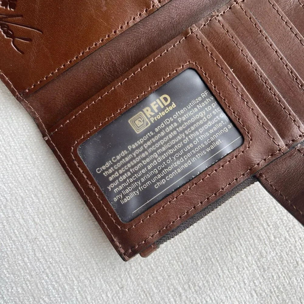 Patricia Nash Nazari Leather Wallet European Map Print Bifold Snap Close Travel